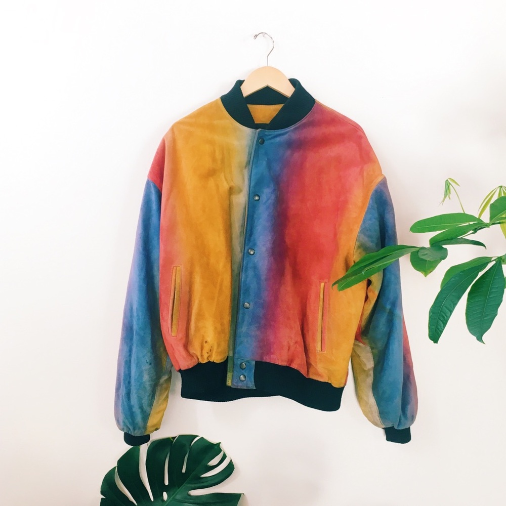 Vintage Rainbow Suede Comint Jacket